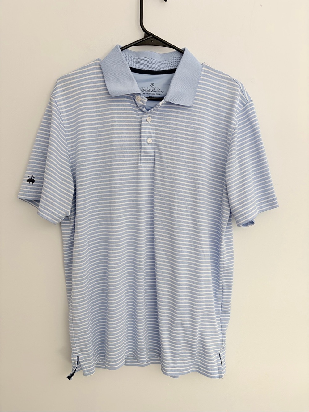 Brooks Brothers Light Blue Active Striped Polo Shirt